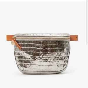 Clare V Fanny Pack in Metallic Silver Embossed